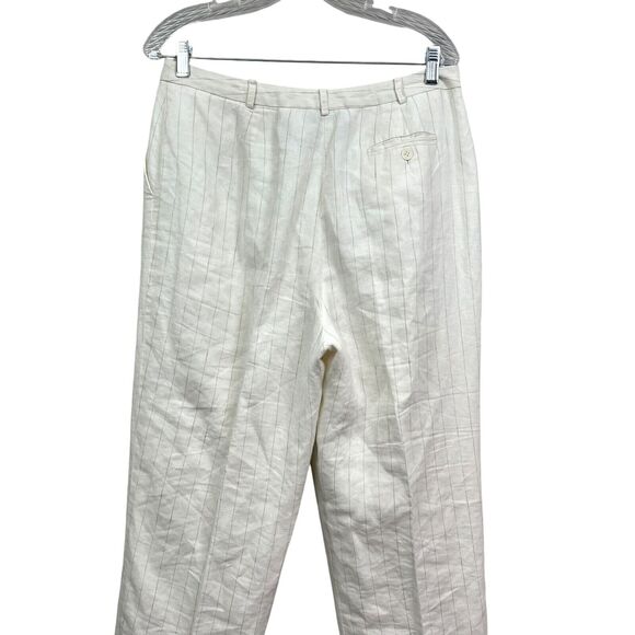 Evan Picone Womens Linen 2 pcs Top and Pants Stripe Long Sleeve Cream‎ Tan Sz 12 - Picture 11 of 11